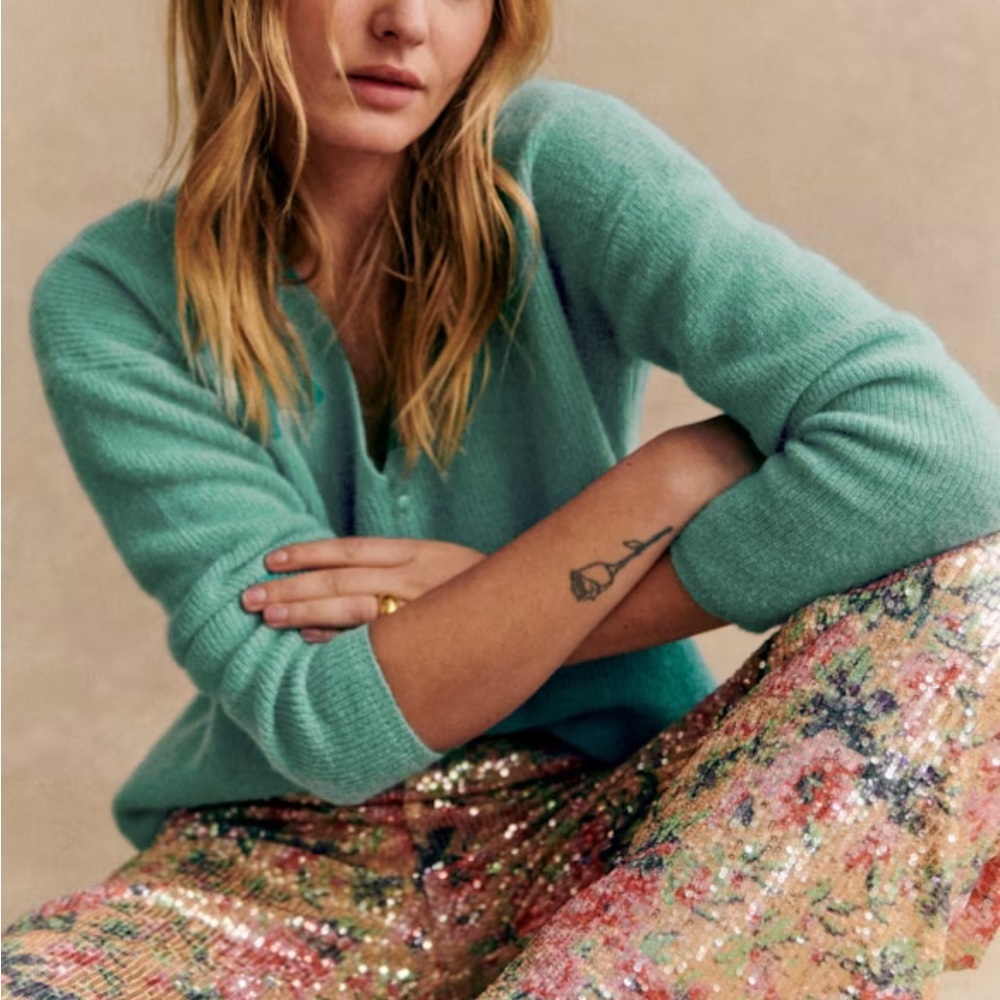 Sezane Barry Cardigan Light Sage